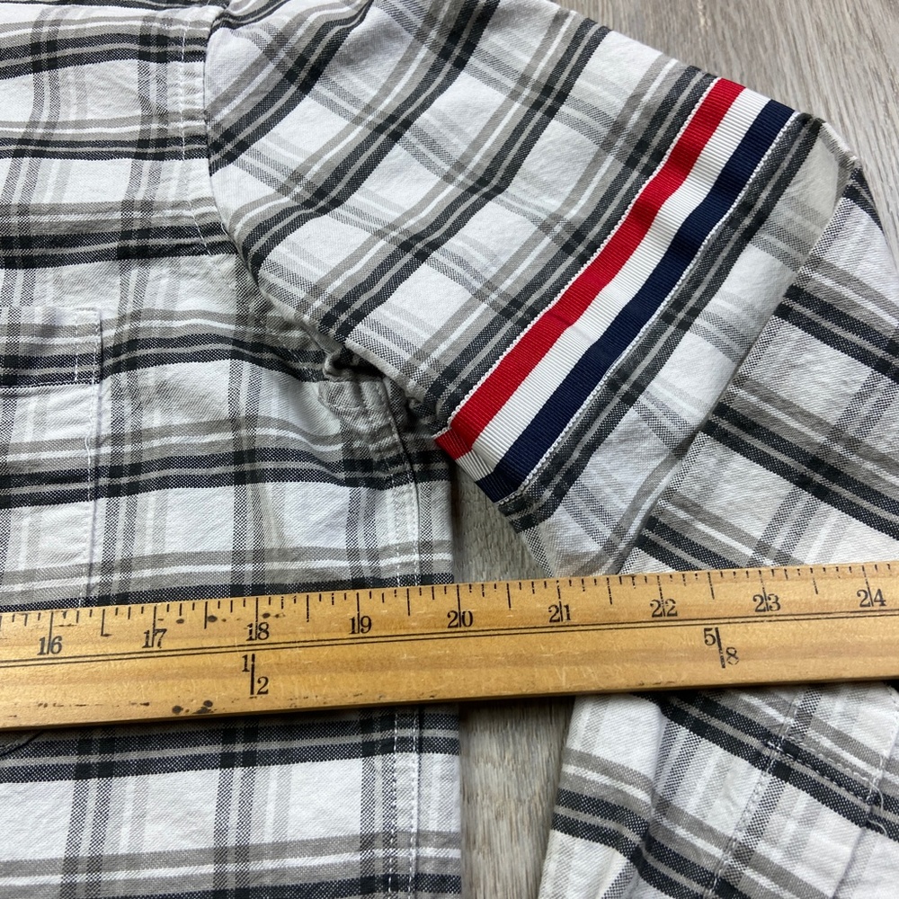Thom Browne Shirt Mens Size XS Gray White Check Button Up Long Sleeve Men - Picture 6 of 11